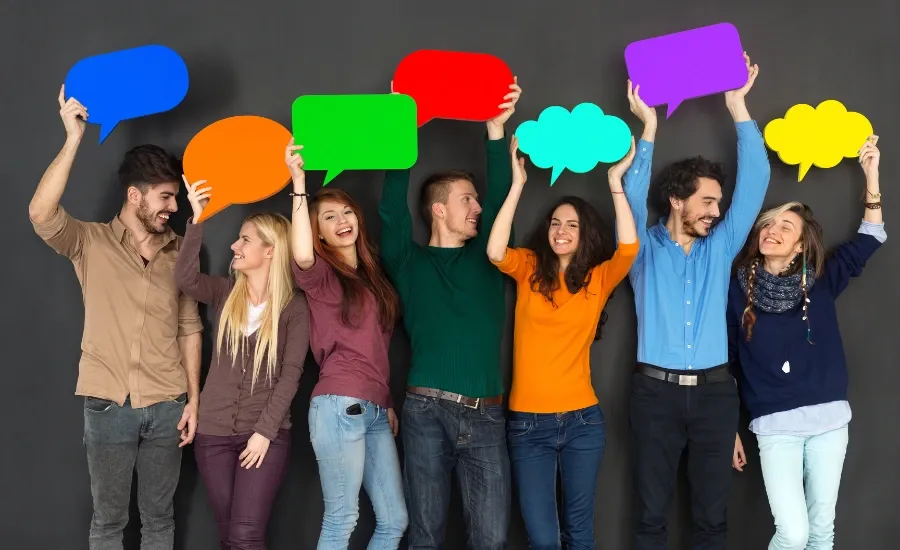 people holding communication blobs