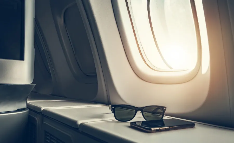 long haul flight airplane view