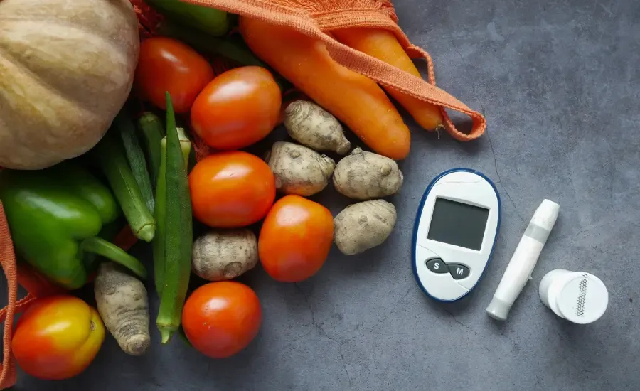 fruit and vegetable with diabetes injection